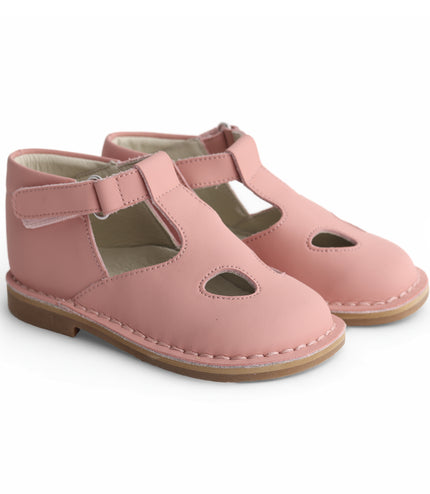 103 - Salmon Leather T-Strap Shoe
