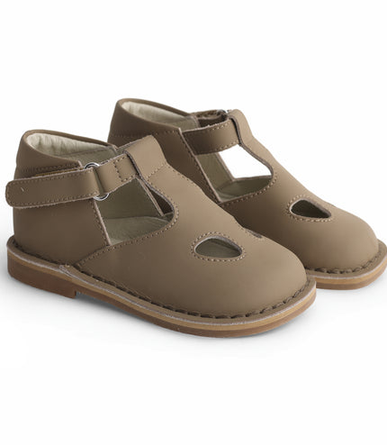 104 - Hazelnut Leather T-Strap Shoe