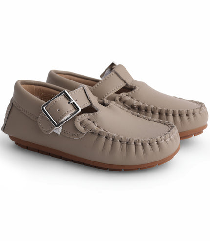 107 - Sand Leather T-Strap Loafer
