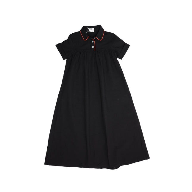 C1 - GIRL SEARSUCKER ORANGE TRIM MAXI DRESS