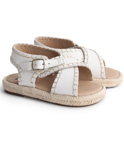 111 - White Leather Weaved Sandel