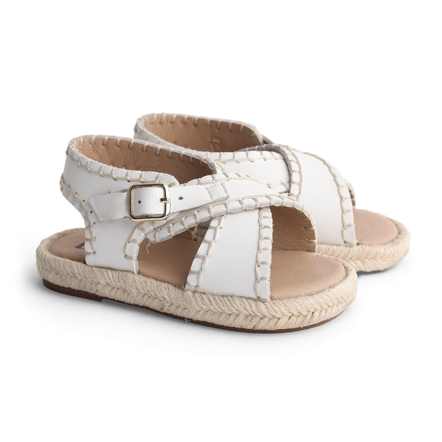 111 - White Leather Weaved Sandel