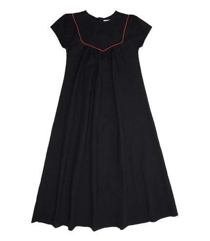 C2 - TEEN SEARSUCKER ORANGE TRIM MAXI DRESS