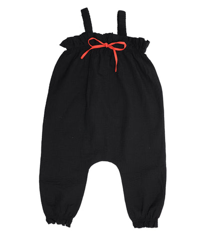 C6 - GIRL SEARSUCKER ORANGE TRIM ROMPER