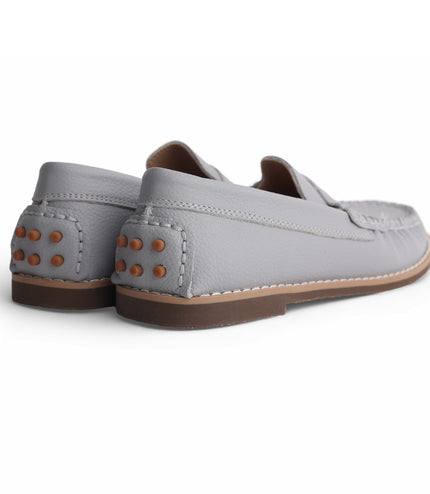214 - Dove Grey Pebbled Leather Loafer
