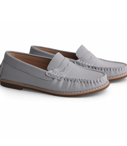 214 - Dove Grey Pebbled Leather Loafer