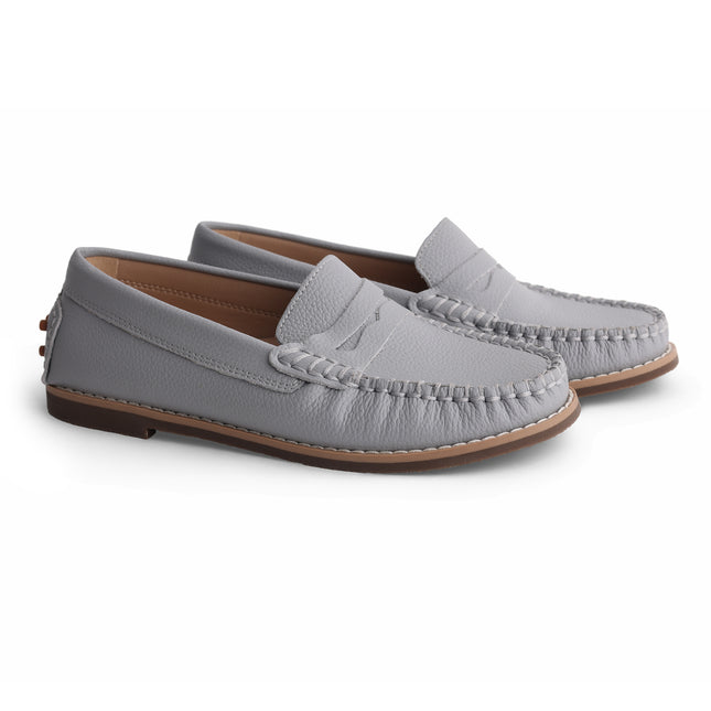 214 - Dove Grey Pebbled Leather Loafer