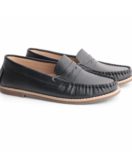 215 - Black Pebbled Leather Loafer