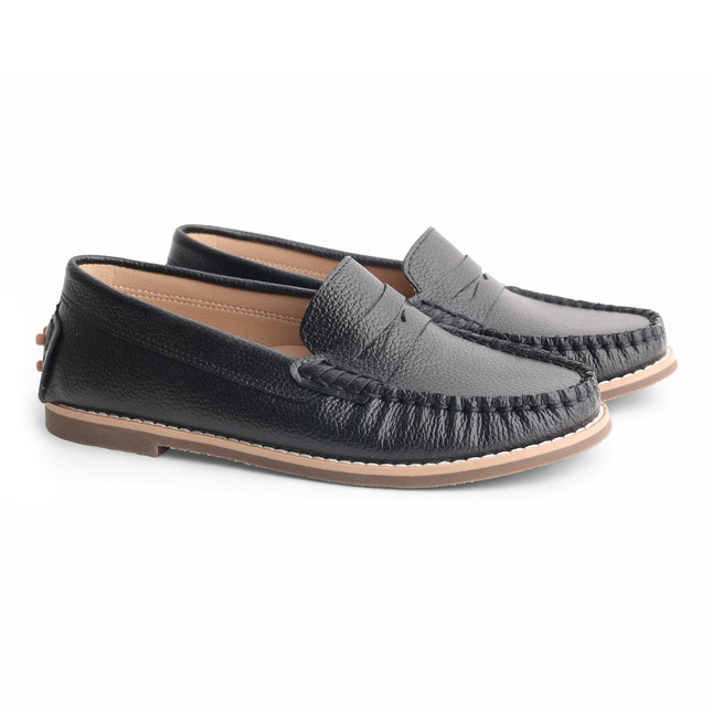 215 - Black Pebbled Leather Loafer
