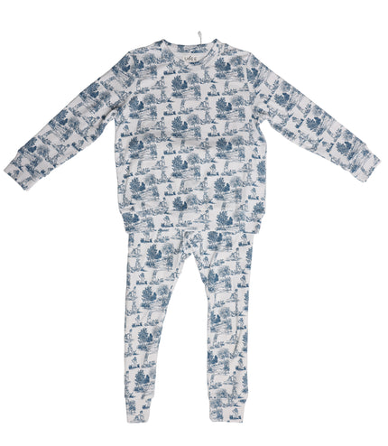 P2 - BOY BLUE PLAYFULL TOILE PAJAMA SET