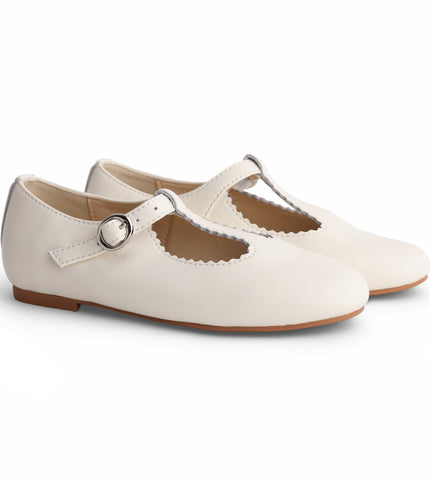 303 - Ivory Leather T-Strap