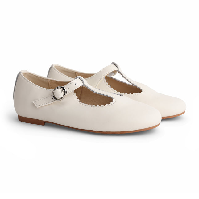 303 - Ivory Leather T-Strap