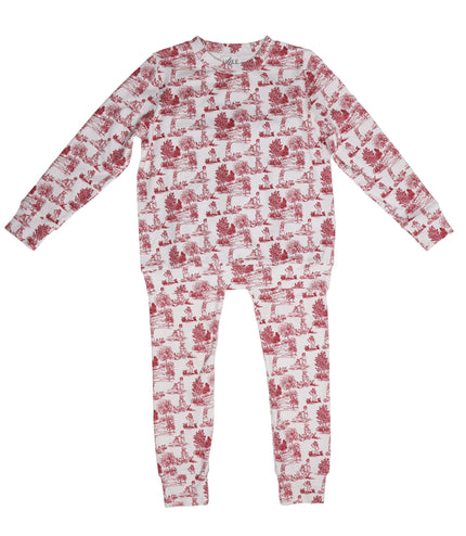 P1 - GIRLS RED PLAYFULL TOILE PAJAMA SET