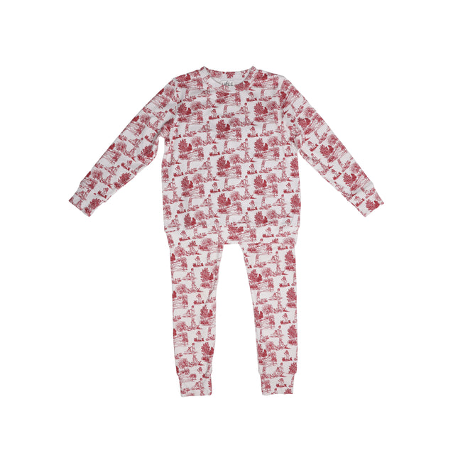 P1 - GIRLS RED PLAYFULL TOILE PAJAMA SET