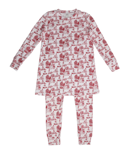 P3 - GIRL RED PLAYFULL TOILE NIGHT SHIRT SET