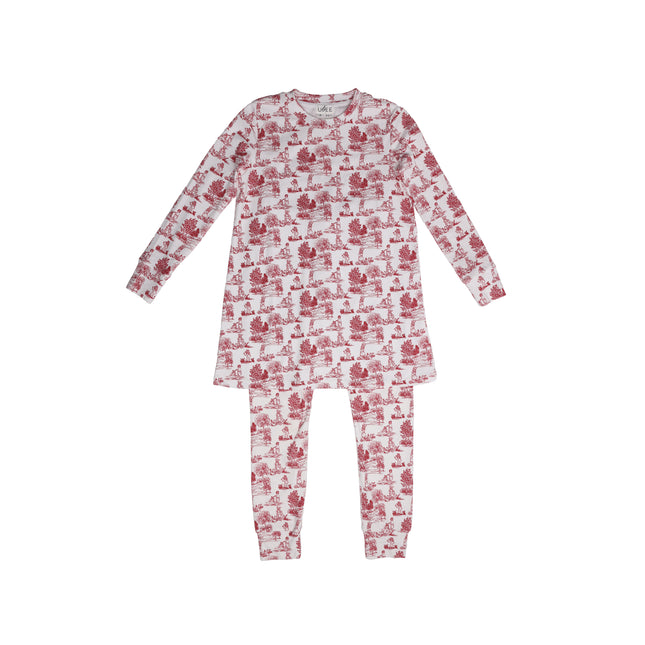 P3 - GIRL RED PLAYFULL TOILE NIGHT SHIRT SET