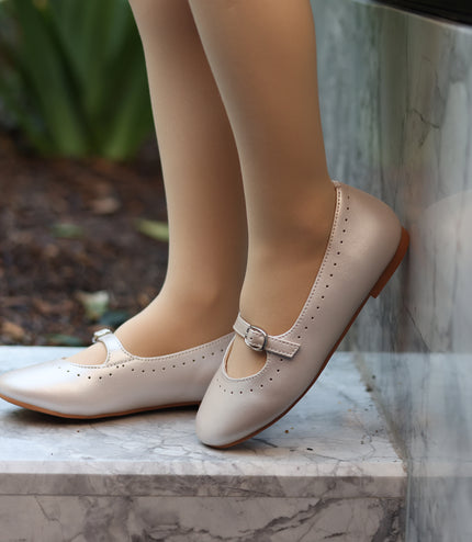 405 - Gold Strap Leather Mary Jane