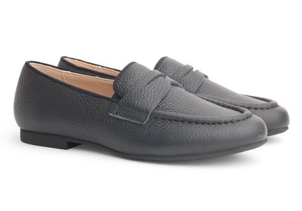 712 - Black Pebbled Loafer