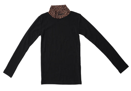 T5- Girls Leopard Mock Neck