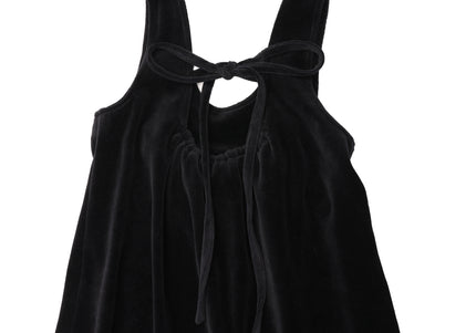 F1- Girls Black Velour Back Tie Maxi Jumper