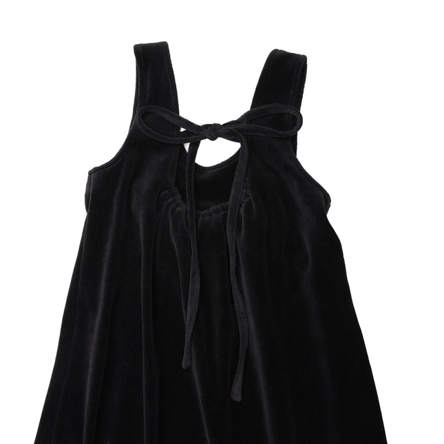 F1- Girls Black Velour Back Tie Maxi Jumper