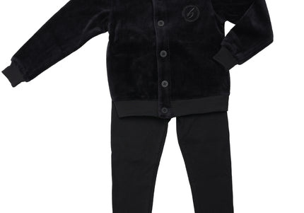 F4- Boys Black Velour Cardigan Set