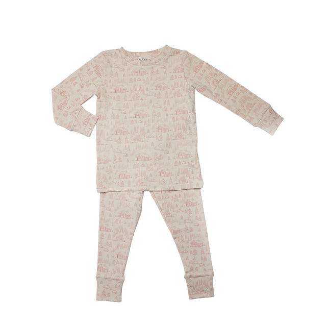 P19- Girls Pink Toile Pajama Set