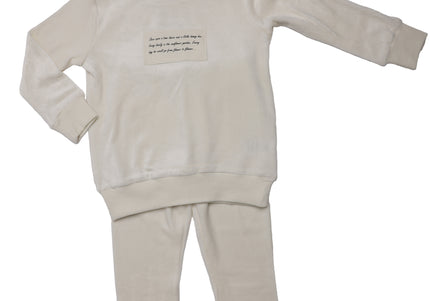 P13- Boys White Velour Pajama Set
