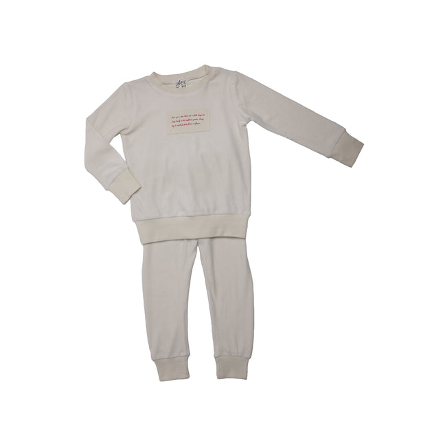 P12- Girls White Velour Pajama Set