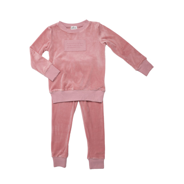 P7- Girls Pink Velour Pajama Set
