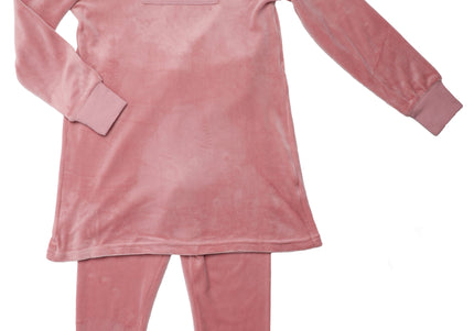 P8- Girls Pink Velour Night Shirt Set