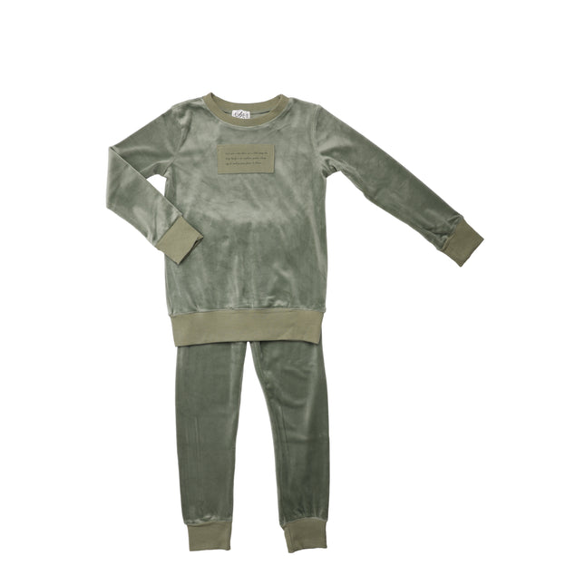 P10- Boys Sage Velour Pajama Set