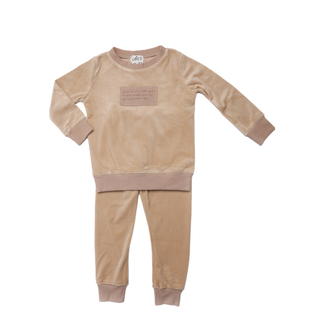 P11- Boys Beige Velour Pajama Set