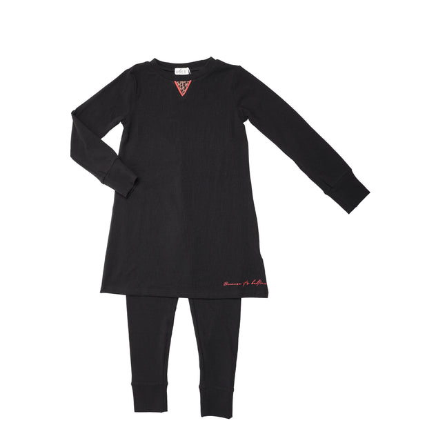 P2- Girls Black Night Shirt Set