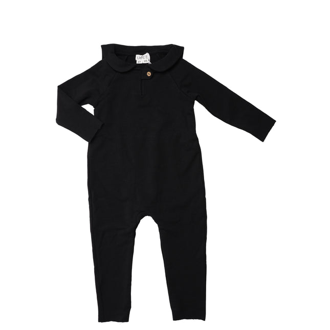 H5- Baby Black French Terry Romper