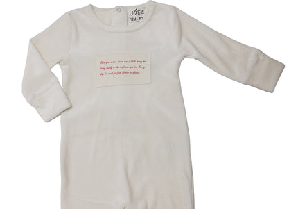 P17- Girls White Velour Pajama Footie