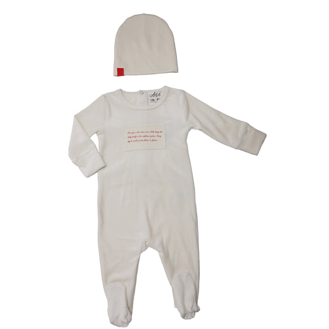 P17- Girls White Velour Pajama Footie