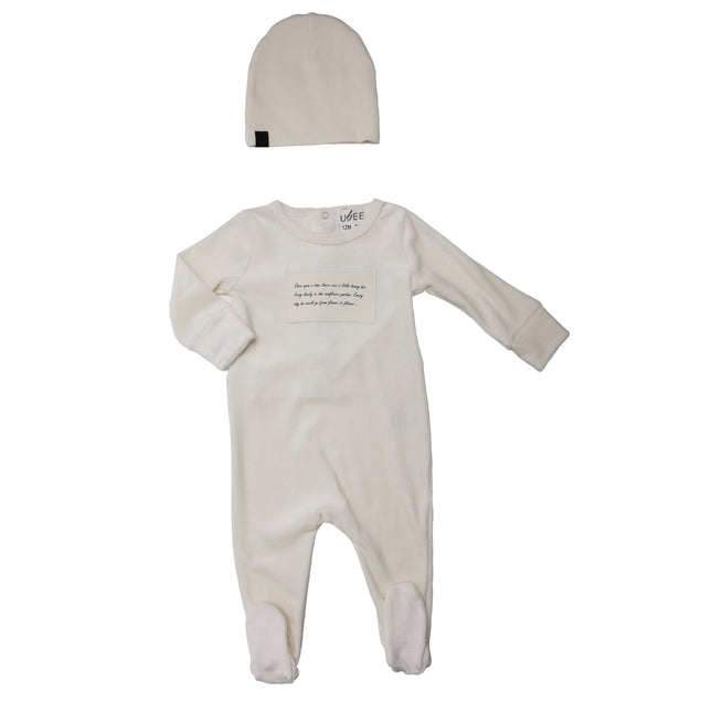 P18- Boys White Velour Pajama Footie
