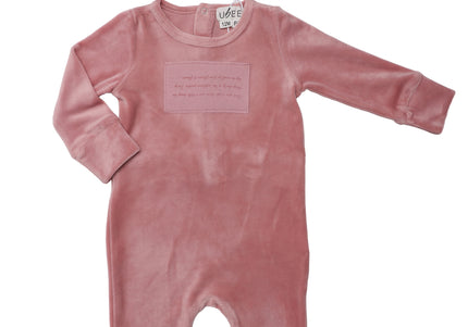 P14- Pink Velour Pajama Footie