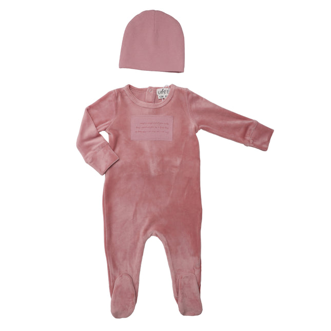 P14- Pink Velour Pajama Footie
