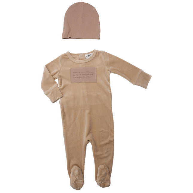 P16- Beige Velour Pajama Footie
