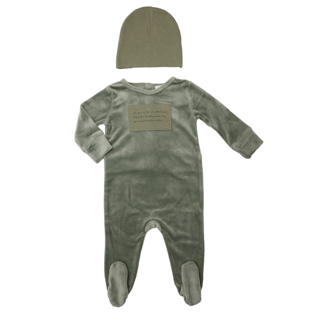P15- Sage Velour Pajama Footie