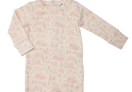 P23- Girls Pink Toile Pajama Footie