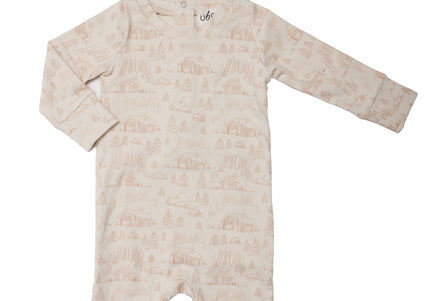 P24- Boys Beige Toile Pajama Footie