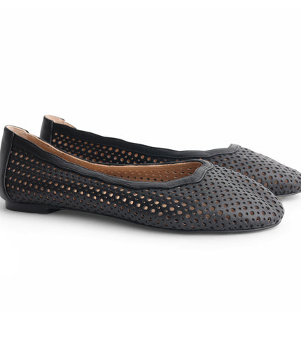 505 - Black Lazer Scalloped Flats