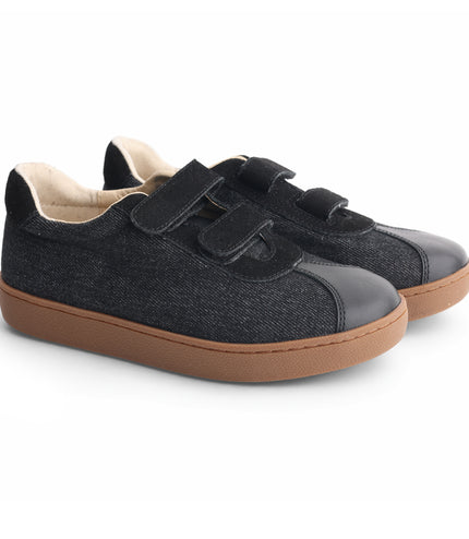 601 - Black Denim Double-strap Sneaker