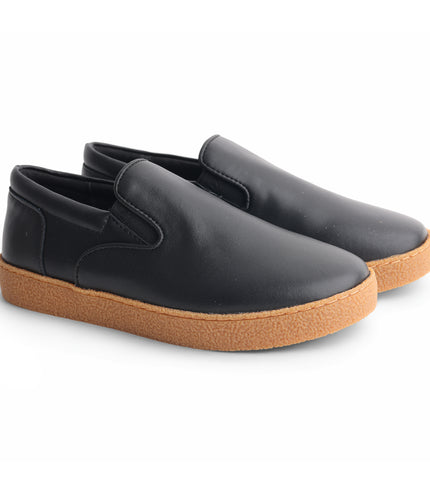 609 - Black Leather Grain Sole Step-in