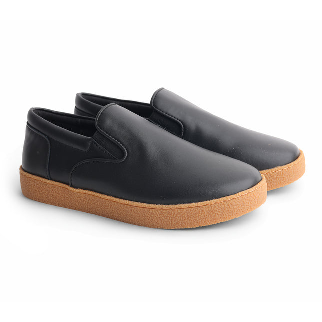609 - Black Leather Grain Sole Step-in