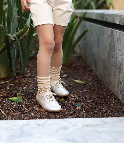 702 - Gold Leather Laced Shoe