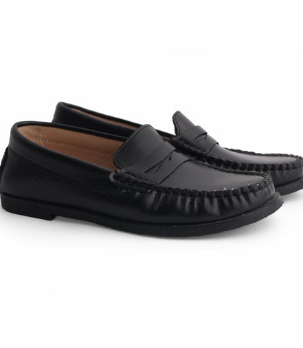 705 - Black Leather Platform Loafer